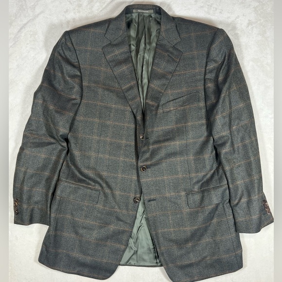 Ermenegildo Zegna EU54R US44R Su Misura 15 MIL 15 100% Wool Brown Plaid Blazer - Picture 1 of 16